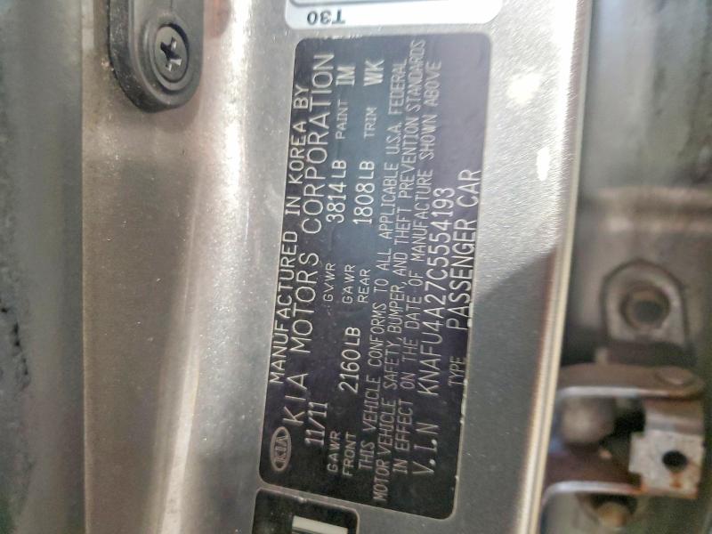 57823366 :رقم المزاد ، KNAFU4A27C5554193 vin ، 2012 Kia Forte مزاد بيع