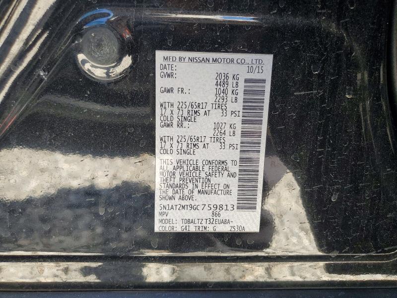 Aukcja sprzedaży 2016 Nissan Rogue, vin: 5N1AT2MT9GC759813, numer aukcji: 57400506