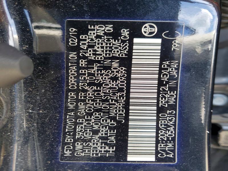 58114176 :رقم المزاد ، JTDEPRAE3LJ009399 vin ، 2020 Toyota Corolla مزاد بيع