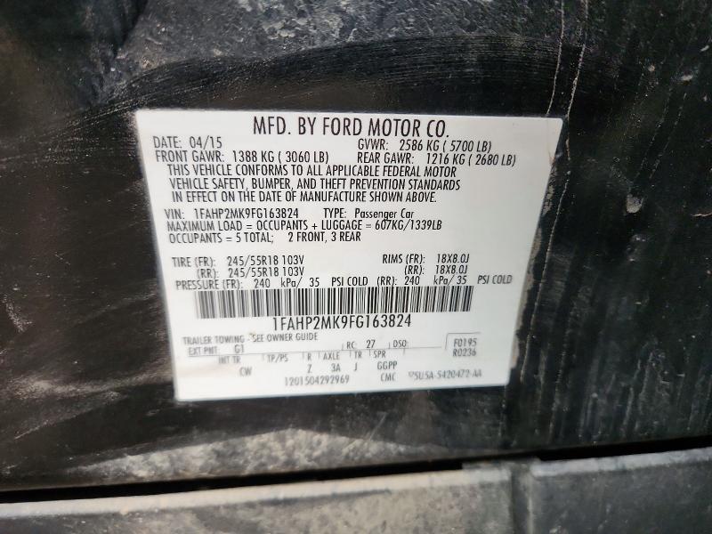 57703666 :رقم المزاد ، 1FAHP2MK9FG163824 vin ، 2015 Ford Taurus مزاد بيع