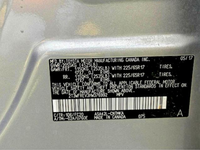 2017 Toyota Rav4 მანქანა იყიდება აუქციონზე, vin: 2T3WFREV3HW376992, აუქციონის ნომერი: 55982446