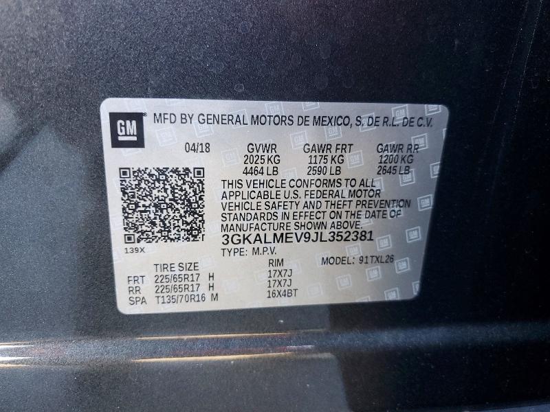 2018 Gmc Terrain მანქანა იყიდება აუქციონზე, vin: 3GKALMEV9JL352381, აუქციონის ნომერი: 57246716