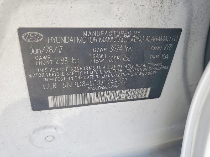 Продажа на аукционе авто 2018 Hyundai Elantra, vin: 5NPD84LF0JH249372, номер лота: 58025206