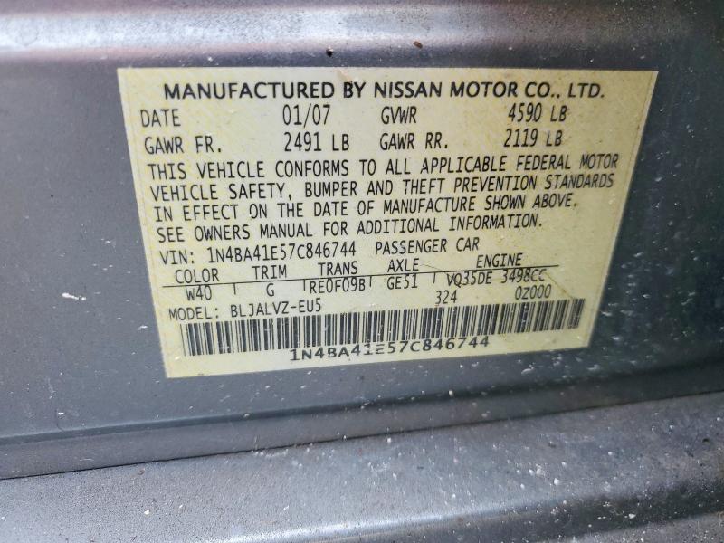 Продаж на аукціоні авто 2007 Nissan Maxima, vin: 1N4BA41E57C846744, номер лоту: 55352946