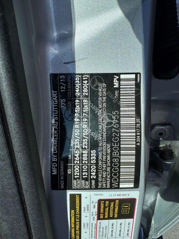 56042866 :رقم المزاد ، WDCGG8JB0EG276955 vin ، 2014 Mercedes-benz Glk مزاد بيع