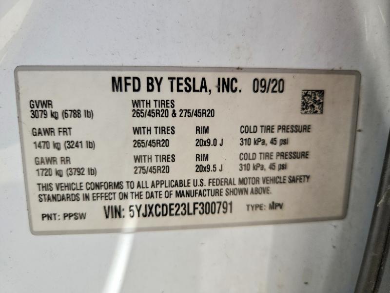 Продажа на аукционе авто 2020 Tesla Model X, vin: 5YJXCDE23LF300791, номер лота: 56290156