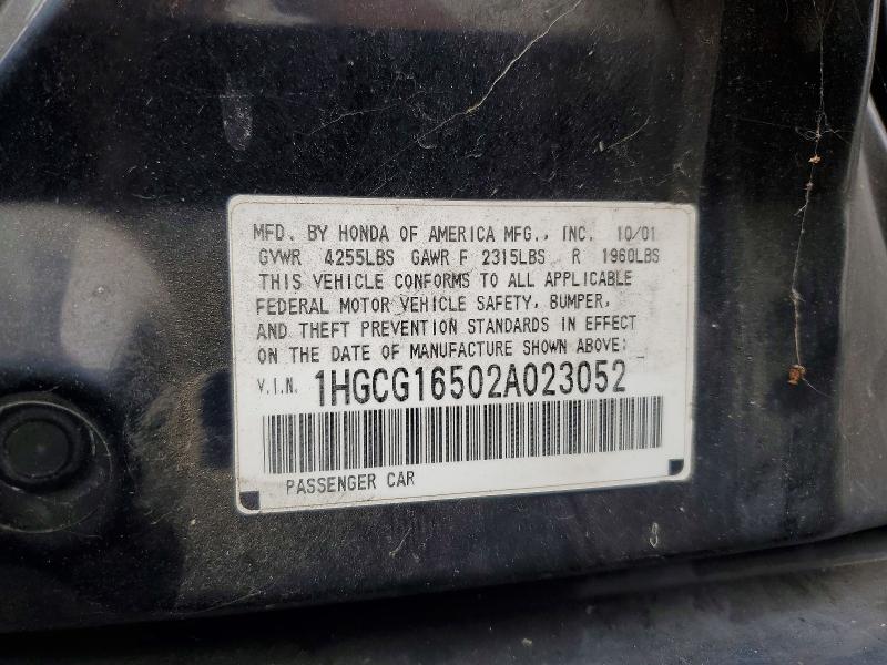 2002 Honda Accord მანქანა იყიდება აუქციონზე, vin: 1HGCG16502A023052, აუქციონის ნომერი: 57531256