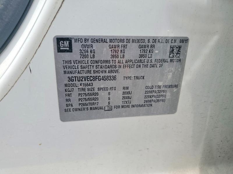 2015 Gmc Sierra მანქანა იყიდება აუქციონზე, vin: 3GTU2VEC8FG458336, აუქციონის ნომერი: 57851896