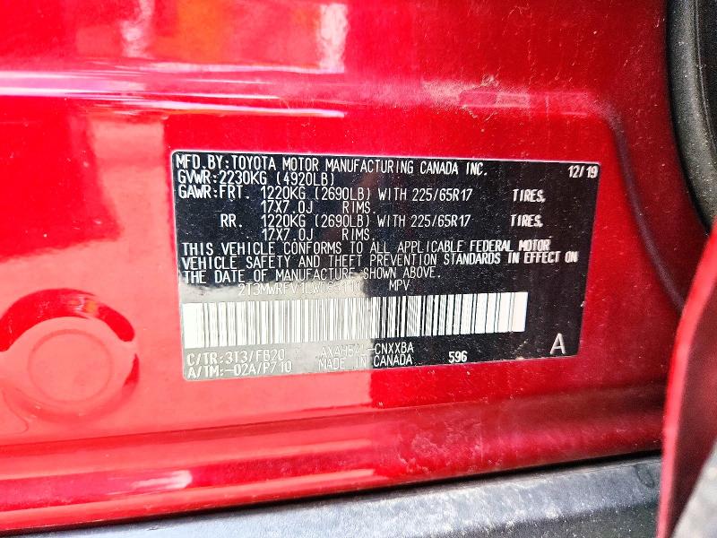 2020 Toyota Rav4 მანქანა იყიდება აუქციონზე, vin: 2T3MWRFV1LW065110, აუქციონის ნომერი: 56309226