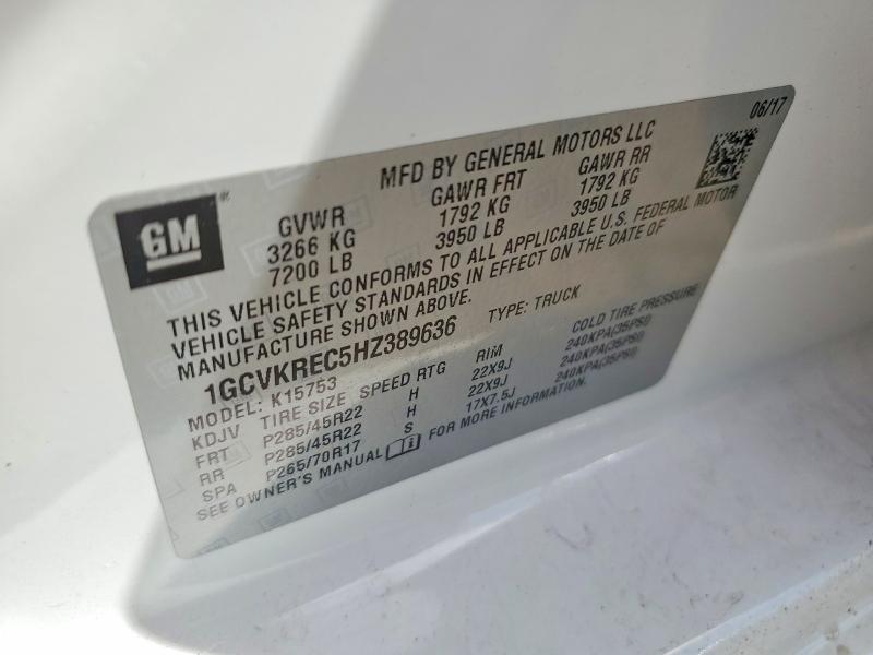 Aukcja sprzedaży 2017 Chevrolet Silverado, vin: 1GCVKREC5HZ389636, numer aukcji: 56589906