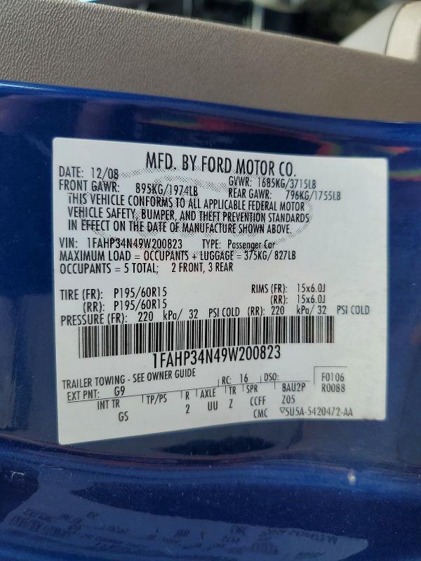 Продажа на аукционе авто 2009 Ford Focus, vin: 1FAHP34N49W200823, номер лота: 57333796