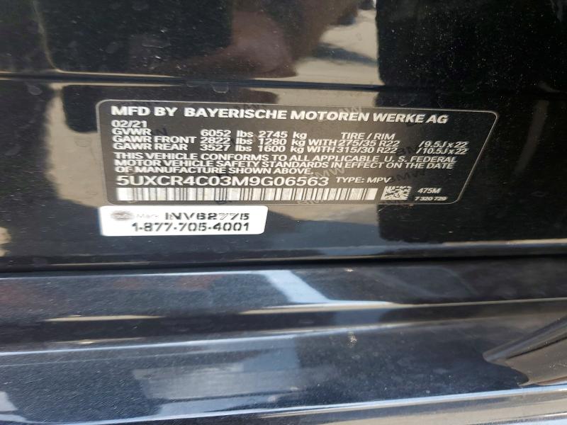 58151726 :رقم المزاد ، 5UXCR4C03M9G06563 vin ، 2021 Bmw X5 مزاد بيع