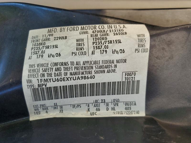 Aukcja sprzedaży 2000 Ford Explorer, vin: 1FMYU60EXYUA98640, numer aukcji: 55603746