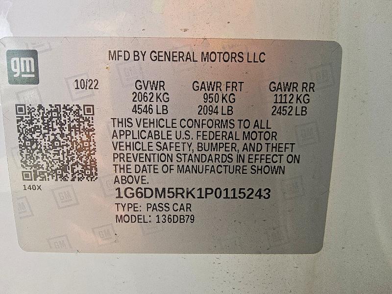 55462576 :رقم المزاد ، 1G6DM5RK1P0115243 vin ، 2023 Cadillac Ct5 مزاد بيع