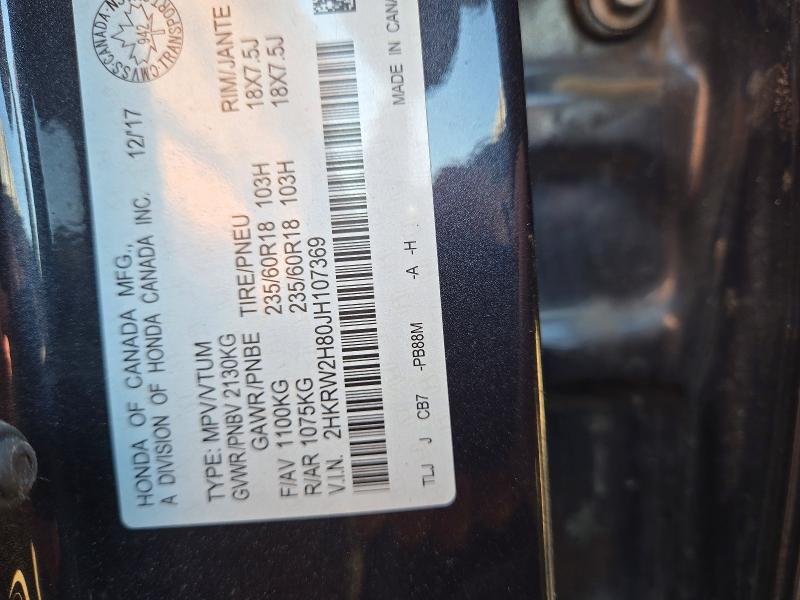 2018 Honda Cr-v მანქანა იყიდება აუქციონზე, vin: 2HKRW2H80JH107369, აუქციონის ნომერი: 54922206