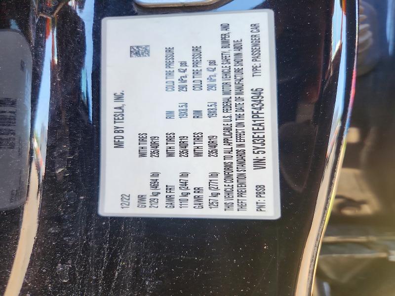 Продажа на аукционе авто 2023 Tesla Model 3, vin: 5YJ3E1EA1PF434946, номер лота: 55635776