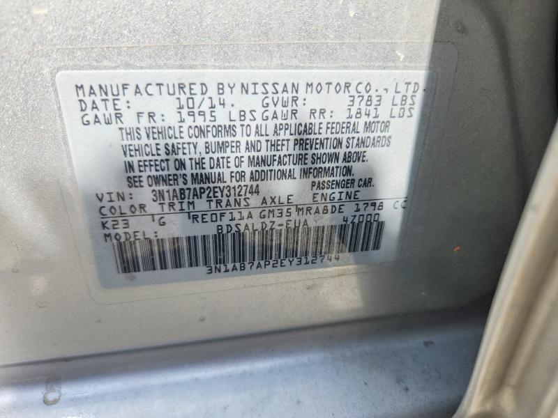 Aukcja sprzedaży 2014 Nissan Sentra, vin: 3N1AB7AP2EY312744, numer aukcji: 55733796