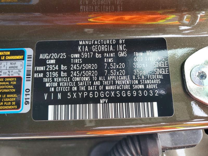 58323516 :رقم المزاد ، 5XYP6DGCXSG693032 vin ، 2025 Kia Telluride مزاد بيع