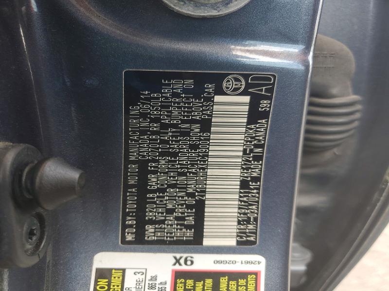2014 Toyota Corolla მანქანა იყიდება აუქციონზე, vin: 2T1BURHEXEC190016, აუქციონის ნომერი: 56661376