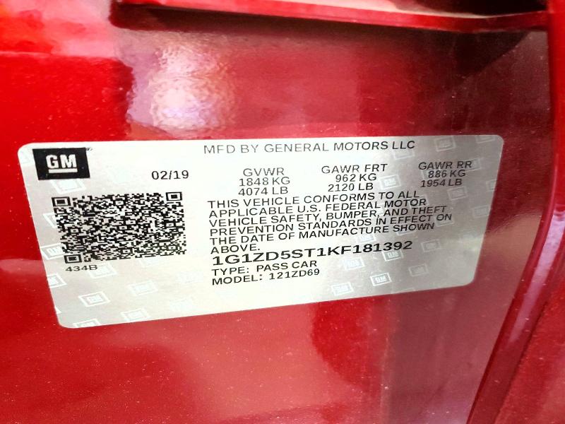 2019 Chevrolet Malibu მანქანა იყიდება აუქციონზე, vin: 1G1ZD5ST1KF181392, აუქციონის ნომერი: 56885786