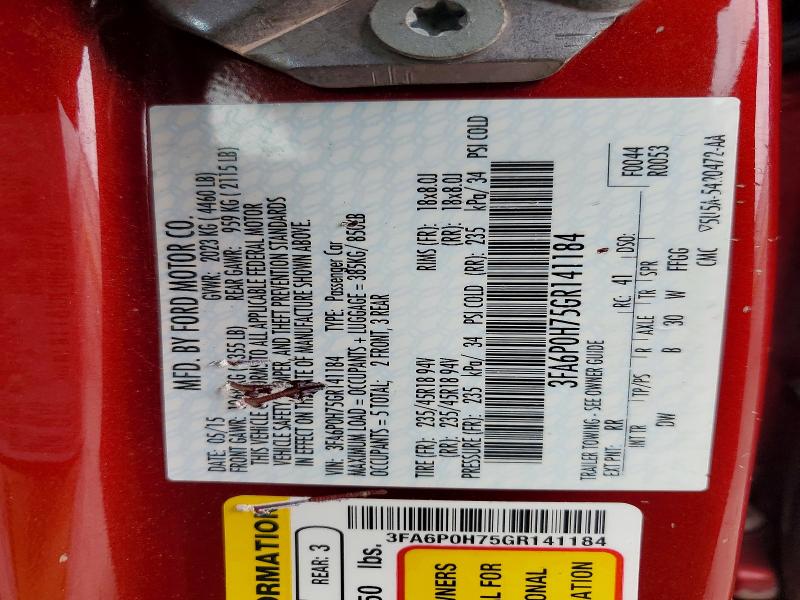 2016 Ford Fusion მანქანა იყიდება აუქციონზე, vin: 3FA6P0H75GR141184, აუქციონის ნომერი: 59069456