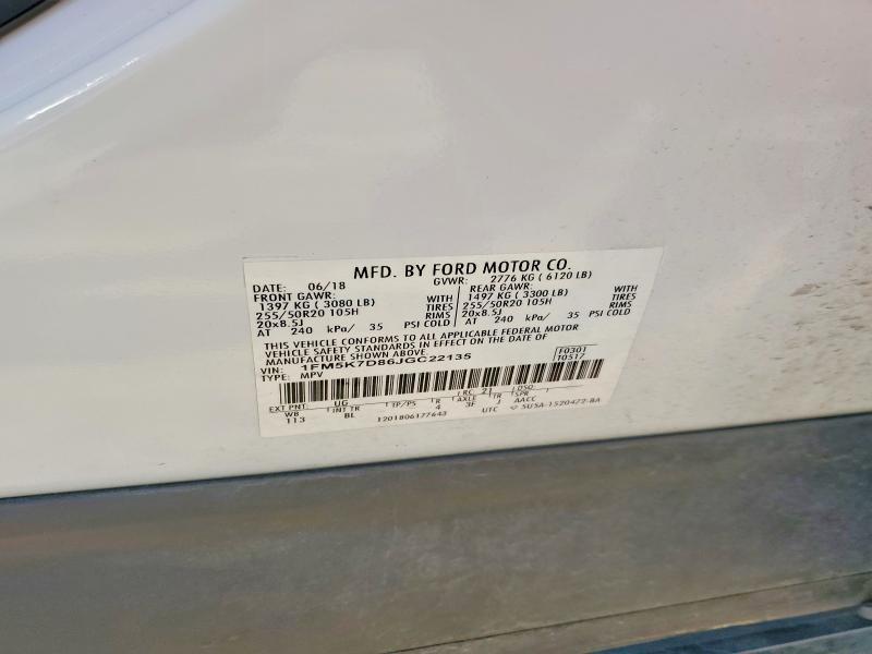 Продажа на аукционе авто 2018 Ford Explorer, vin: 1FM5K7D86JGC22135, номер лота: 53951066