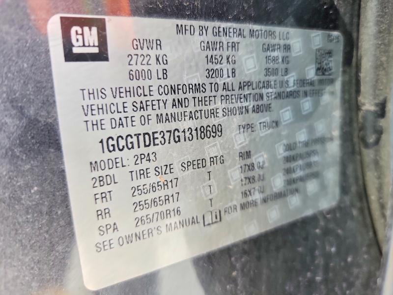 Продаж на аукціоні авто 2016 Chevrolet Colorado, vin: 1GCGTDE37G1318699, номер лоту: 56519666
