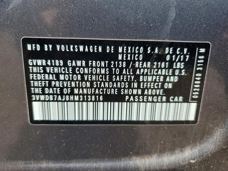 57755336 :رقم المزاد ، 3VWDB7AJ8HM313816 vin ، 2017 Volkswagen Jetta مزاد بيع