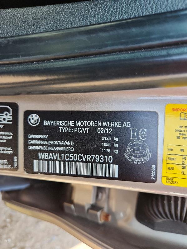 58101156 :رقم المزاد ، WBAVL1C50CVR79310 vin ، 2012 Bmw X1 مزاد بيع