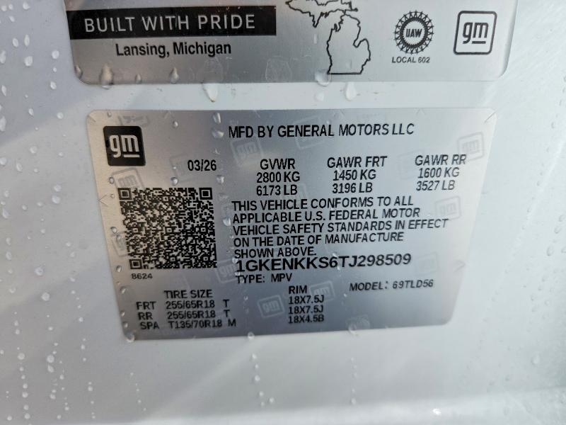 2026 Gmc Acadia მანქანა იყიდება აუქციონზე, vin: 1GKENKKS6TJ298509, აუქციონის ნომერი: 54716496