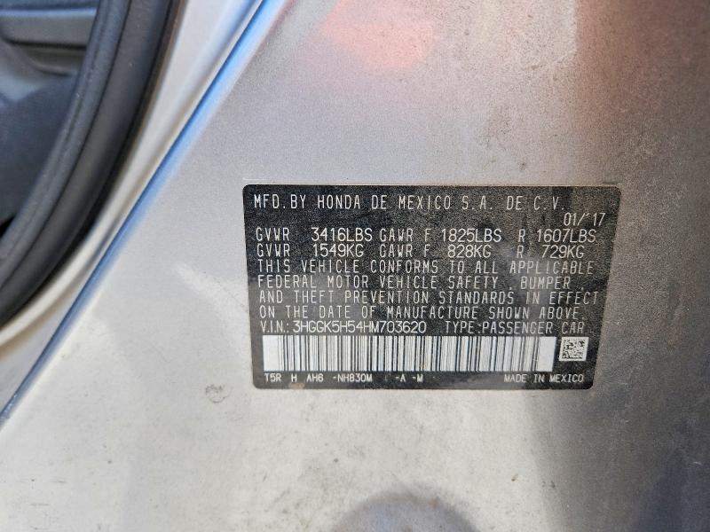 Продаж на аукціоні авто 2017 Honda Fit, vin: 3HGGK5H54HM703620, номер лоту: 57259866