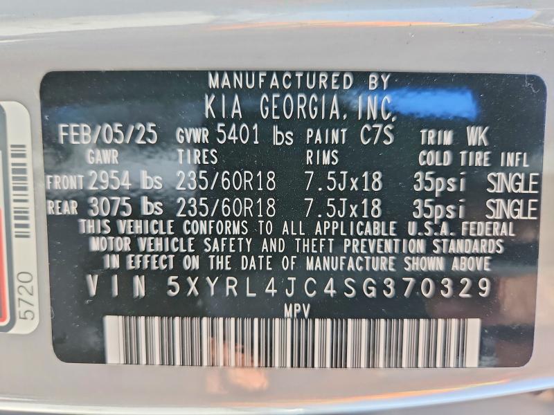 55471736 :رقم المزاد ، 5XYRL4JC4SG370329 vin ، 2025 Kia Sorento مزاد بيع