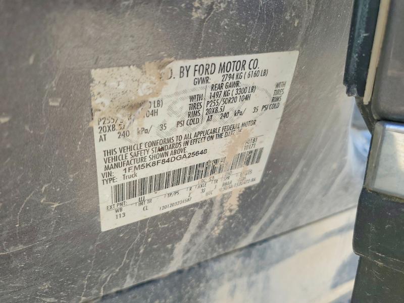 55806946 :رقم المزاد ، 1FM5K8F84DGA25648 vin ، 2013 Ford Explorer مزاد بيع