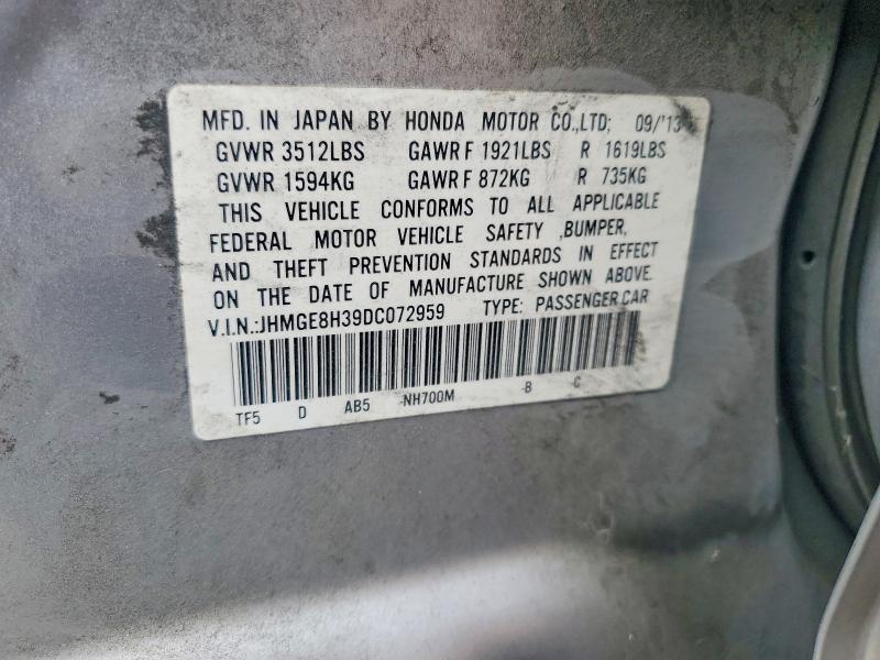 58466866 :رقم المزاد ، JHMGE8H39DC072959 vin ، 2013 Honda Fit مزاد بيع