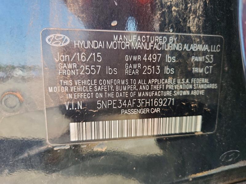 2015 Hyundai Sonata მანქანა იყიდება აუქციონზე, vin: 5NPE34AF3FH169271, აუქციონის ნომერი: 59027446