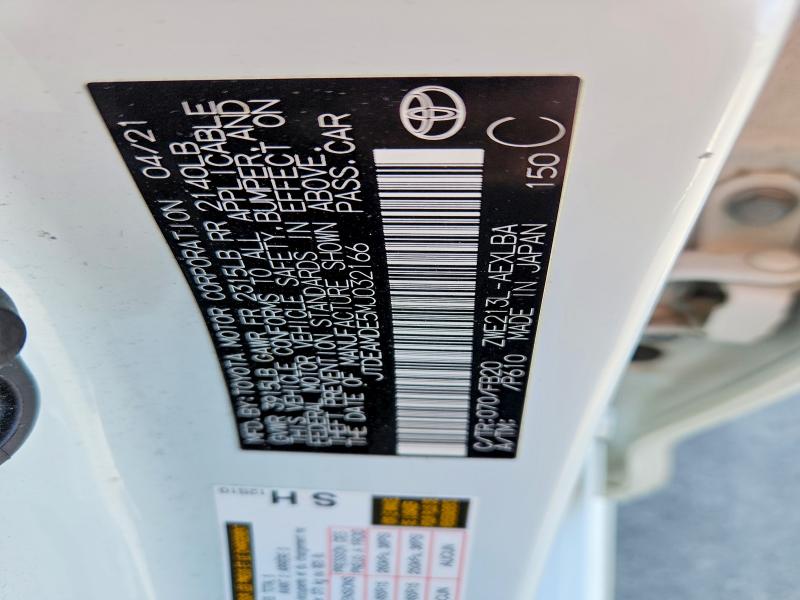 Aukcja sprzedaży 2021 Toyota Corolla, vin: JTDEAMDE5MJ032166, numer aukcji: 58248696