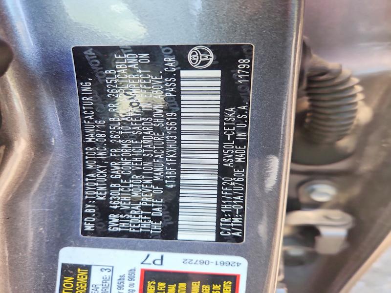 2017 Toyota Camry Se მანქანა იყიდება აუქციონზე, vin: 4T1BF1FKXHU315619, აუქციონის ნომერი: 59234156