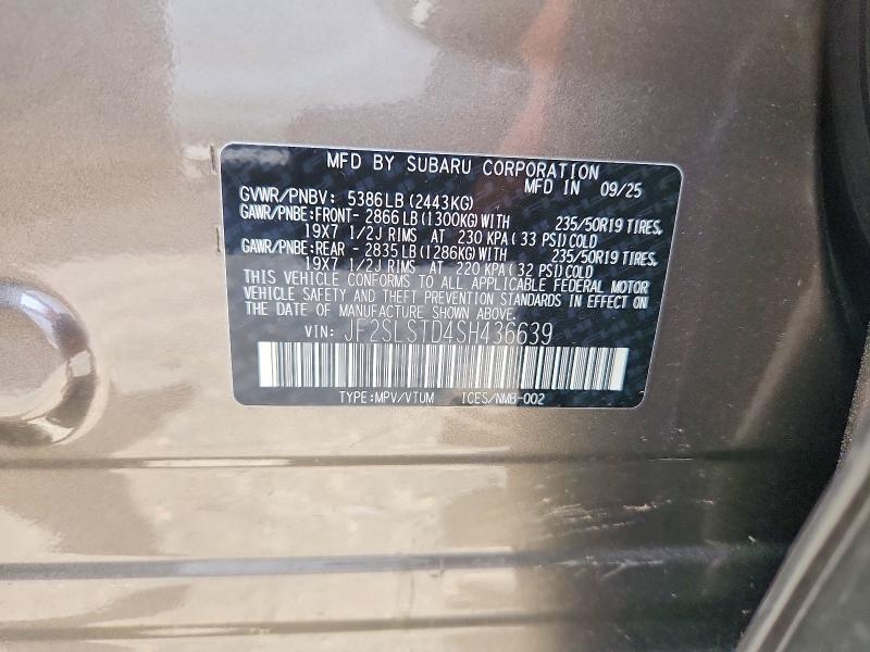 Продажа на аукционе авто 2025 Subaru Forester, vin: JF2SLSTD4SH436639, номер лота: 57611746