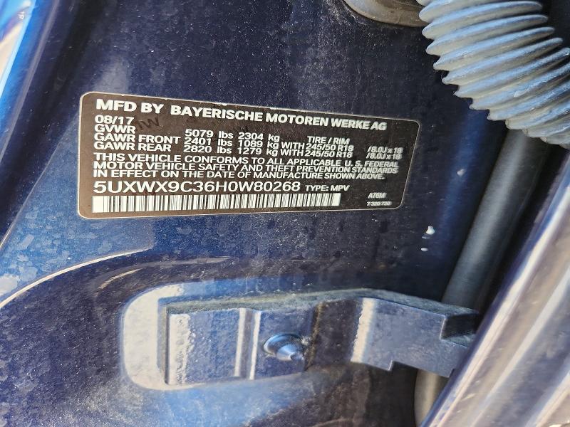 56785046 :رقم المزاد ، 5UXWX9C36H0W80268 vin ، 2017 Bmw X3 مزاد بيع