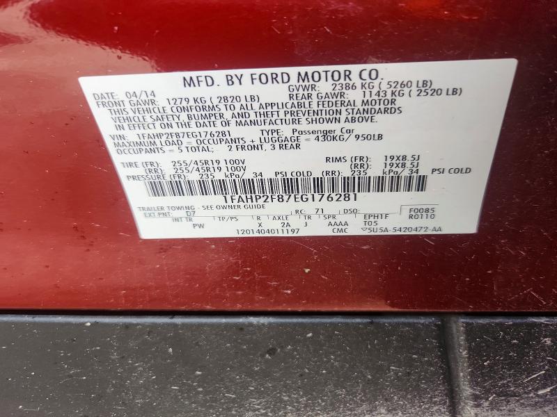 Aukcja sprzedaży 2014 Ford Taurus, vin: 1FAHP2F87EG176281, numer aukcji: 56580626
