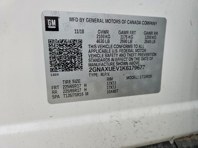 Продажа на аукционе авто 2019 Chevrolet Equinox, vin: 2GNAXUEV1K6179677, номер лота: 55707236