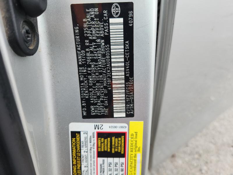 57630176 :رقم المزاد ، 4T1BF3EK2AU080555 vin ، 2010 Toyota Camry مزاد بيع