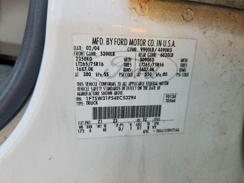 55726256 :رقم المزاد ، 1FTSW31P54EC53294 vin ، 2004 Ford F350 مزاد بيع