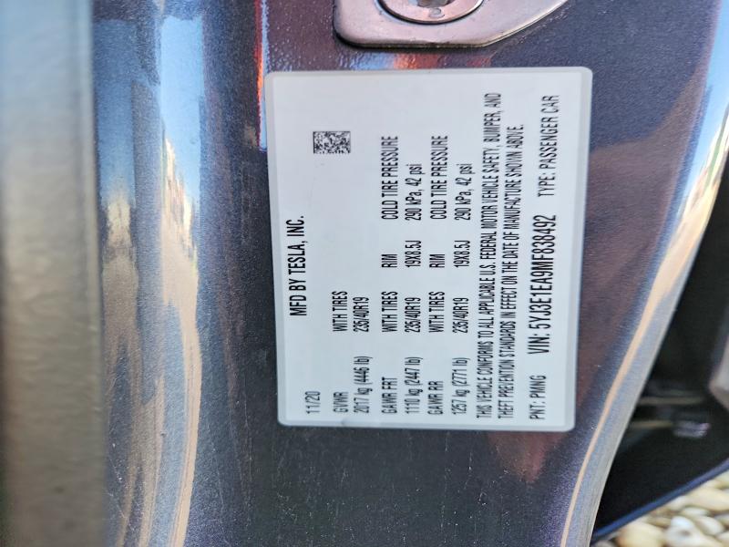 Aukcja sprzedaży 2021 Tesla Model 3, vin: 5YJ3E1EA9MF838492, numer aukcji: 57275136