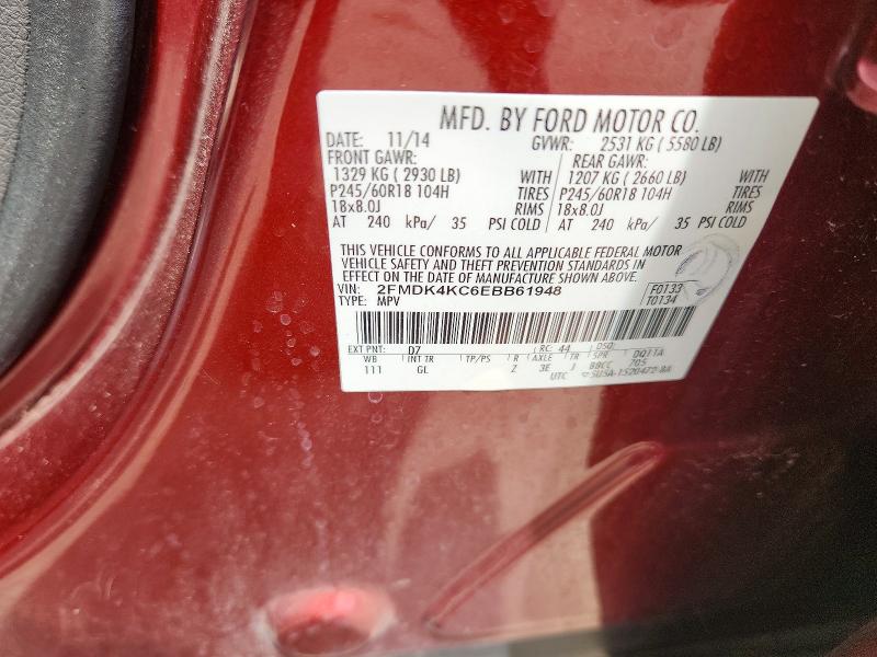 57731986 :رقم المزاد ، 2FMDK4KC6EBB61948 vin ، 2014 Ford Edge مزاد بيع