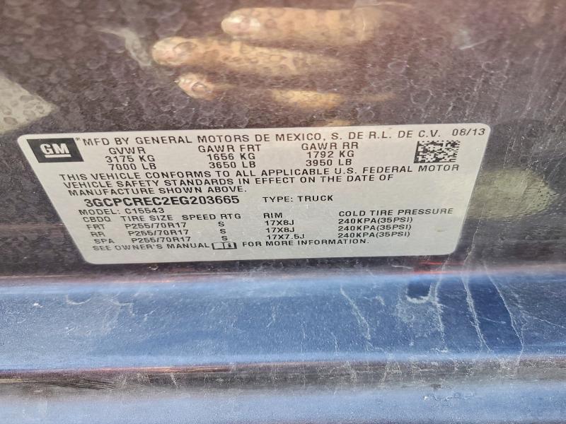 56099166 :رقم المزاد ، 3GCPCREC2EG203665 vin ، 2014 Chevrolet Silverado مزاد بيع