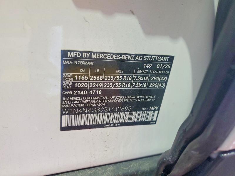 2025 Mercedes-benz Gla მანქანა იყიდება აუქციონზე, vin: W1N4N4GB9SJ732893, აუქციონის ნომერი: 57873946
