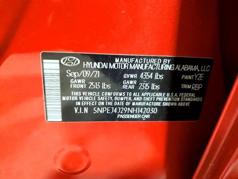 Продаж на аукціоні авто 2022 Hyundai Sonata, vin: 5NPEJ4J29NH142030, номер лоту: 55966266