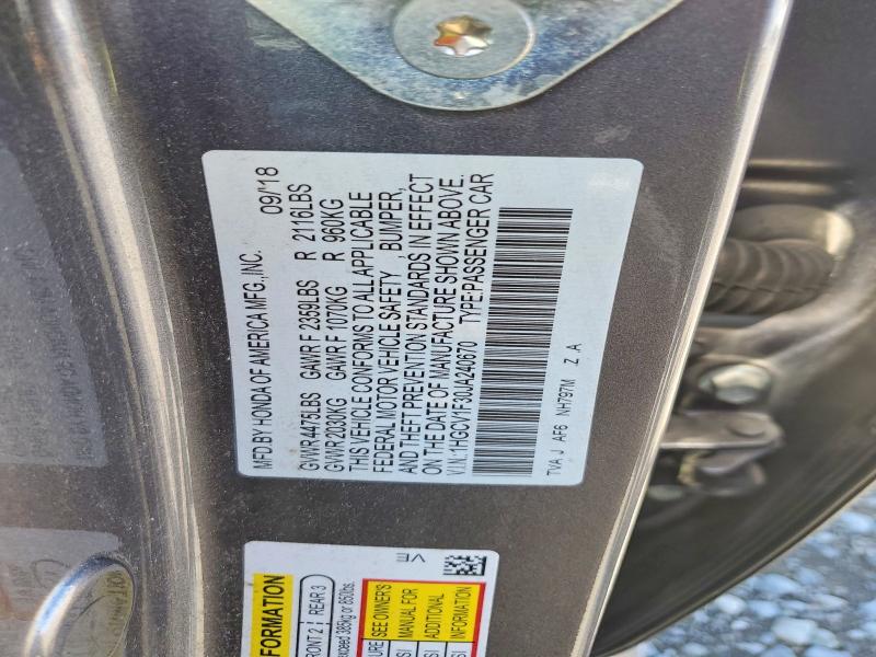 Продажа на аукционе авто 2018 Honda Accord, vin: 1HGCV1F30JA240670, номер лота: 56231856