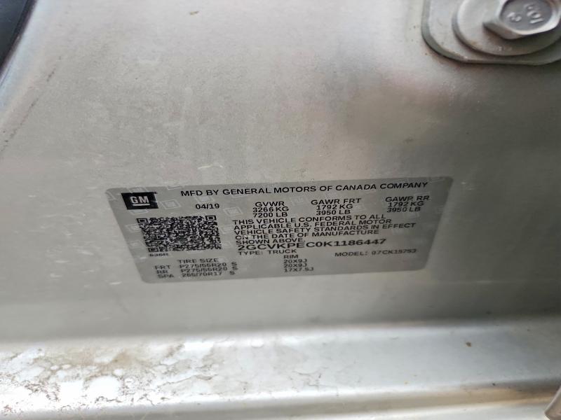 58803206 :رقم المزاد ، 2GCVKPEC0K1186447 vin ، 2019 Chevrolet Silverado Ld مزاد بيع